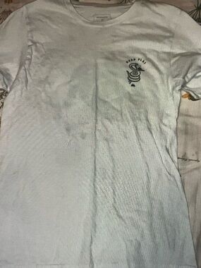 Quiksilver White Short Sleeve Tee with Small Black Snake Chest Graphic